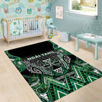 Aotearoa Ngai Tahu Area Rug Maori Tribal Dark Green Paua Shell Pattern