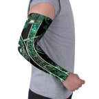 Aotearoa Ngai Tahu Arm Sleeves Maori Tribal Dark Green Paua Shell Pattern