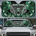 Aotearoa Ngai Tahu Auto Sun Shade Maori Tribal Dark Green Paua Shell Pattern