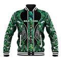 Aotearoa Ngai Tahu Baseball Jacket Maori Tribal Dark Green Paua Shell Pattern