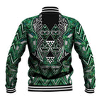 Aotearoa Ngai Tahu Baseball Jacket Maori Tribal Dark Green Paua Shell Pattern