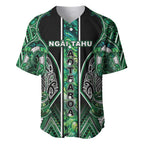 Aotearoa Ngai Tahu Baseball Jersey Maori Tribal Dark Green Paua Shell Pattern