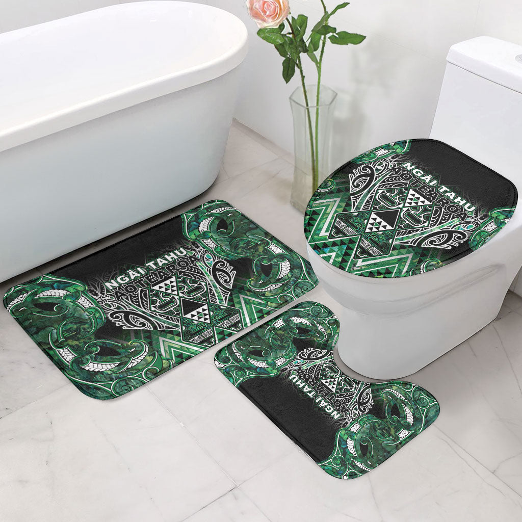 Aotearoa Ngai Tahu Bathroom Set Maori Tribal Dark Green Paua Shell Pattern