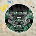 Aotearoa Ngai Tahu Beach Blanket Maori Tribal Dark Green Paua Shell Pattern