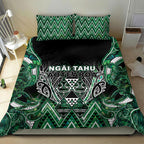 Aotearoa Ngai Tahu Bedding Set Maori Tribal Dark Green Paua Shell Pattern