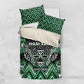 Aotearoa Ngai Tahu Bedding Set Maori Tribal Dark Green Paua Shell Pattern