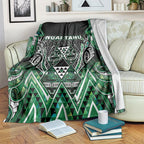 Aotearoa Ngai Tahu Blanket Maori Tribal Dark Green Paua Shell Pattern