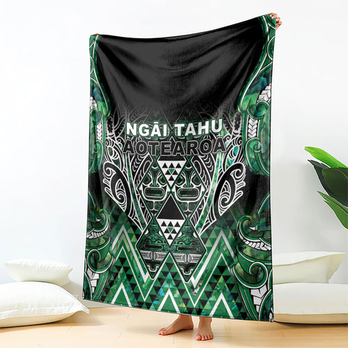 Aotearoa Ngai Tahu Blanket Maori Tribal Dark Green Paua Shell Pattern