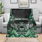 Aotearoa Ngai Tahu Blanket Maori Tribal Dark Green Paua Shell Pattern