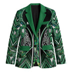 Aotearoa Ngai Tahu Blazer Maori Tribal Dark Green Paua Shell Pattern
