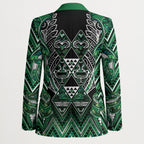 Aotearoa Ngai Tahu Blazer Maori Tribal Dark Green Paua Shell Pattern