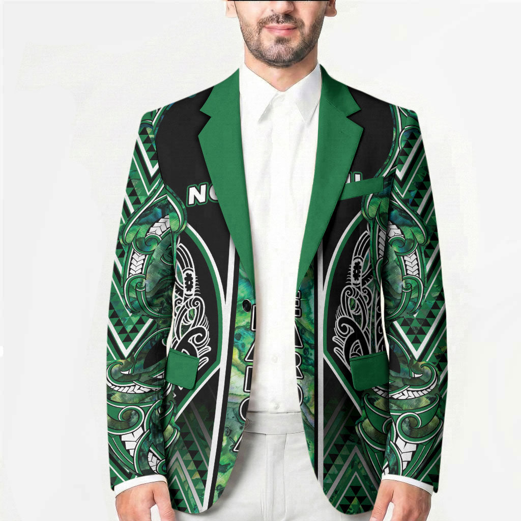 Aotearoa Ngai Tahu Blazer Maori Tribal Dark Green Paua Shell Pattern