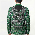 Aotearoa Ngai Tahu Blazer Maori Tribal Dark Green Paua Shell Pattern