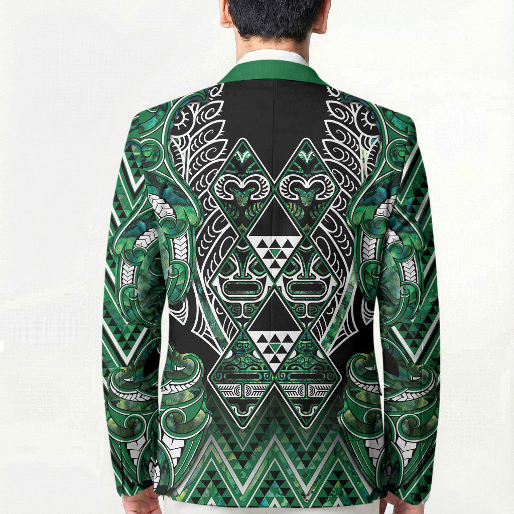 Aotearoa Ngai Tahu Blazer Maori Tribal Dark Green Paua Shell Pattern