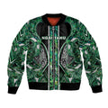 Aotearoa Ngai Tahu Bomber Jacket Maori Tribal Dark Green Paua Shell Pattern