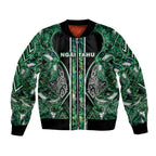 Aotearoa Ngai Tahu Bomber Jacket Maori Tribal Dark Green Paua Shell Pattern