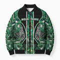 Aotearoa Ngai Tahu Bomber Puffer Jacket Maori Tribal Dark Green Paua Shell Pattern