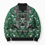 Aotearoa Ngai Tahu Bomber Puffer Jacket Maori Tribal Dark Green Paua Shell Pattern