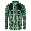 Aotearoa Ngai Tahu Button Sweatshirt Maori Tribal Dark Green Paua Shell Pattern