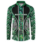 Aotearoa Ngai Tahu Button Sweatshirt Maori Tribal Dark Green Paua Shell Pattern