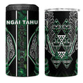 Aotearoa Ngai Tahu 4 in 1 Can Cooler Tumbler Maori Tribal Dark Green Paua Shell Pattern