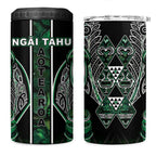 Aotearoa Ngai Tahu 4 in 1 Can Cooler Tumbler Maori Tribal Dark Green Paua Shell Pattern