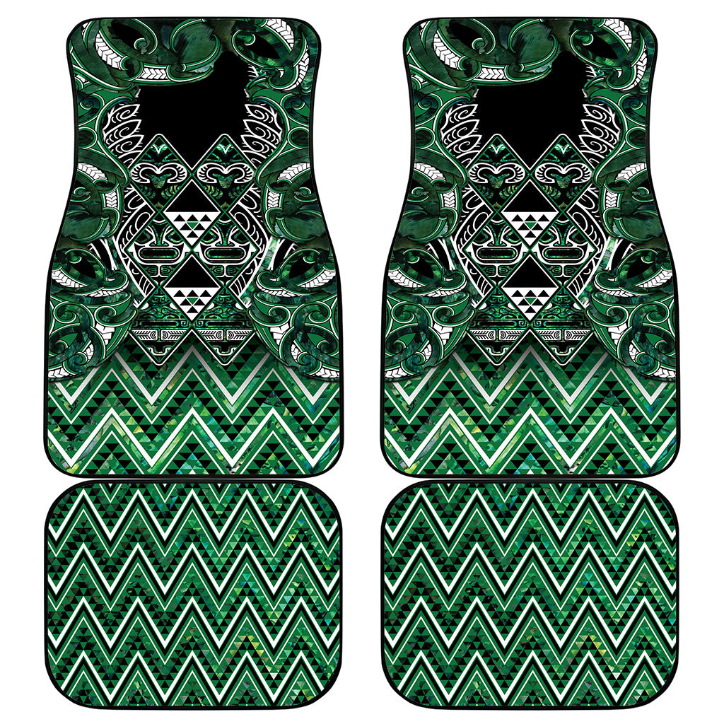 Aotearoa Ngai Tahu Car Mats Maori Tribal Dark Green Paua Shell Pattern