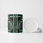 Aotearoa Ngai Tahu Ceramic Mug Maori Tribal Dark Green Paua Shell Pattern