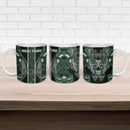 Aotearoa Ngai Tahu Ceramic Mug Maori Tribal Dark Green Paua Shell Pattern