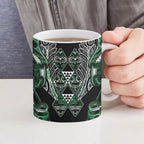 Aotearoa Ngai Tahu Ceramic Mug Maori Tribal Dark Green Paua Shell Pattern