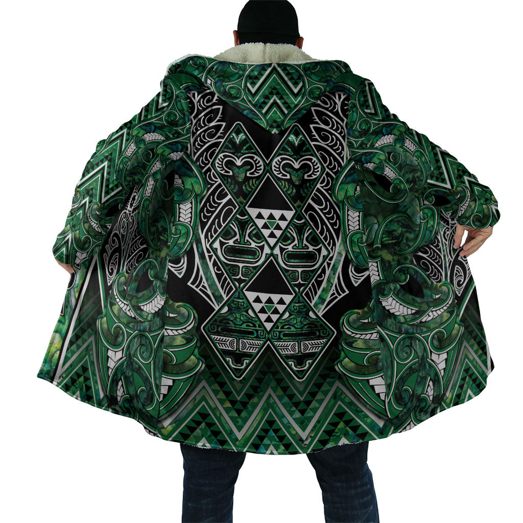 Aotearoa Ngai Tahu Cloak Maori Tribal Dark Green Paua Shell Pattern