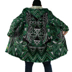 Aotearoa Ngai Tahu Cloak Maori Tribal Dark Green Paua Shell Pattern