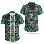Aotearoa Ngai Tahu Couples Matching Long Sleeve Bodycon Dress and Hawaiian Shirt Maori Tribal Dark Green Paua Shell Pattern