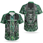 Aotearoa Ngai Tahu Couples Matching Off Shoulder Maxi Dress and Hawaiian Shirt Maori Tribal Dark Green Paua Shell Pattern