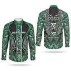 Aotearoa Ngai Tahu Couples Matching Summer Maxi Dress and Long Sleeve Button Shirt Maori Tribal Dark Green Paua Shell Pattern