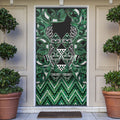 Aotearoa Ngai Tahu Door Cover Maori Tribal Dark Green Paua Shell Pattern