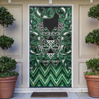 Aotearoa Ngai Tahu Door Cover Maori Tribal Dark Green Paua Shell Pattern