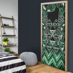 Aotearoa Ngai Tahu Door Cover Maori Tribal Dark Green Paua Shell Pattern