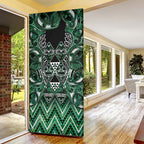 Aotearoa Ngai Tahu Door Cover Maori Tribal Dark Green Paua Shell Pattern
