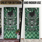 Aotearoa Ngai Tahu Door Cover Maori Tribal Dark Green Paua Shell Pattern