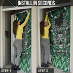 Aotearoa Ngai Tahu Door Cover Maori Tribal Dark Green Paua Shell Pattern