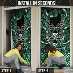 Aotearoa Ngai Tahu Door Cover Maori Tribal Dark Green Paua Shell Pattern