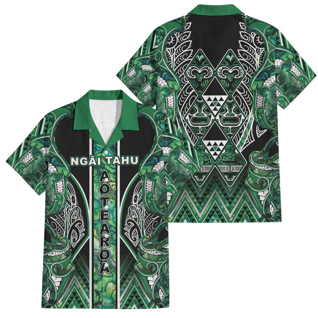 Aotearoa Ngai Tahu Family Matching Long Sleeve Bodycon Dress and Hawaiian Shirt Maori Tribal Dark Green Paua Shell Pattern