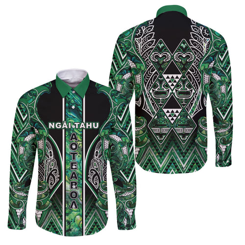 Aotearoa Ngai Tahu Family Matching Summer Maxi Dress and Hawaiian Shirt Maori Tribal Dark Green Paua Shell Pattern