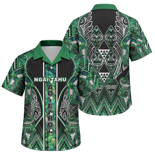 Aotearoa Ngai Tahu Family Matching Summer Maxi Dress and Hawaiian Shirt Maori Tribal Dark Green Paua Shell Pattern