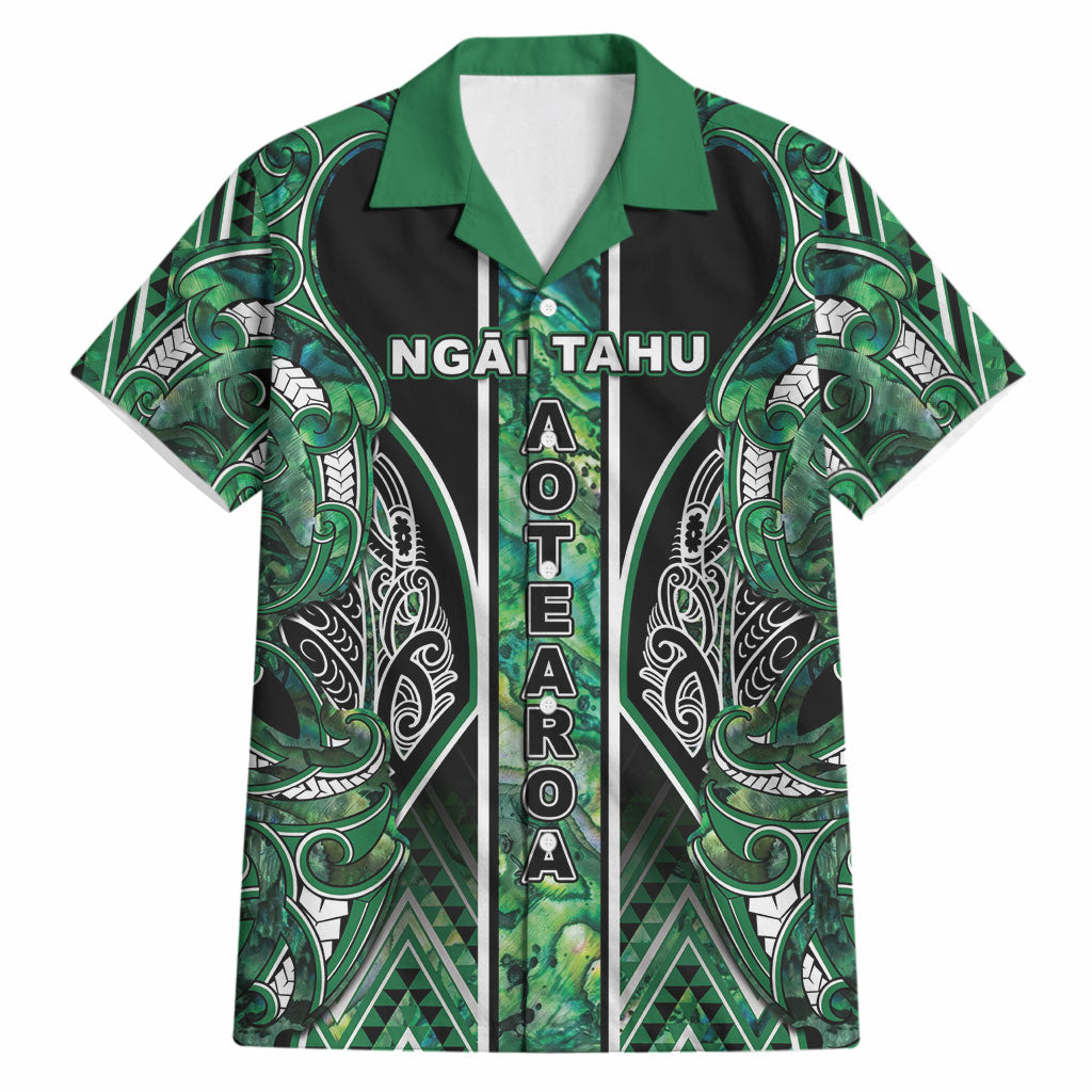 Aotearoa Ngai Tahu Hawaiian Shirt Maori Tribal Dark Green Paua Shell Pattern