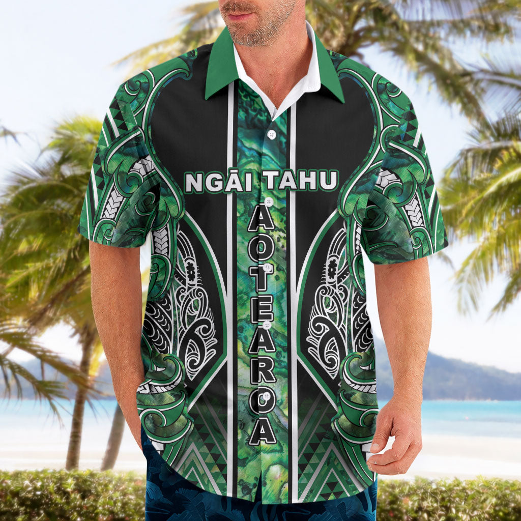 Aotearoa Ngai Tahu Hawaiian Shirt Maori Tribal Dark Green Paua Shell Pattern