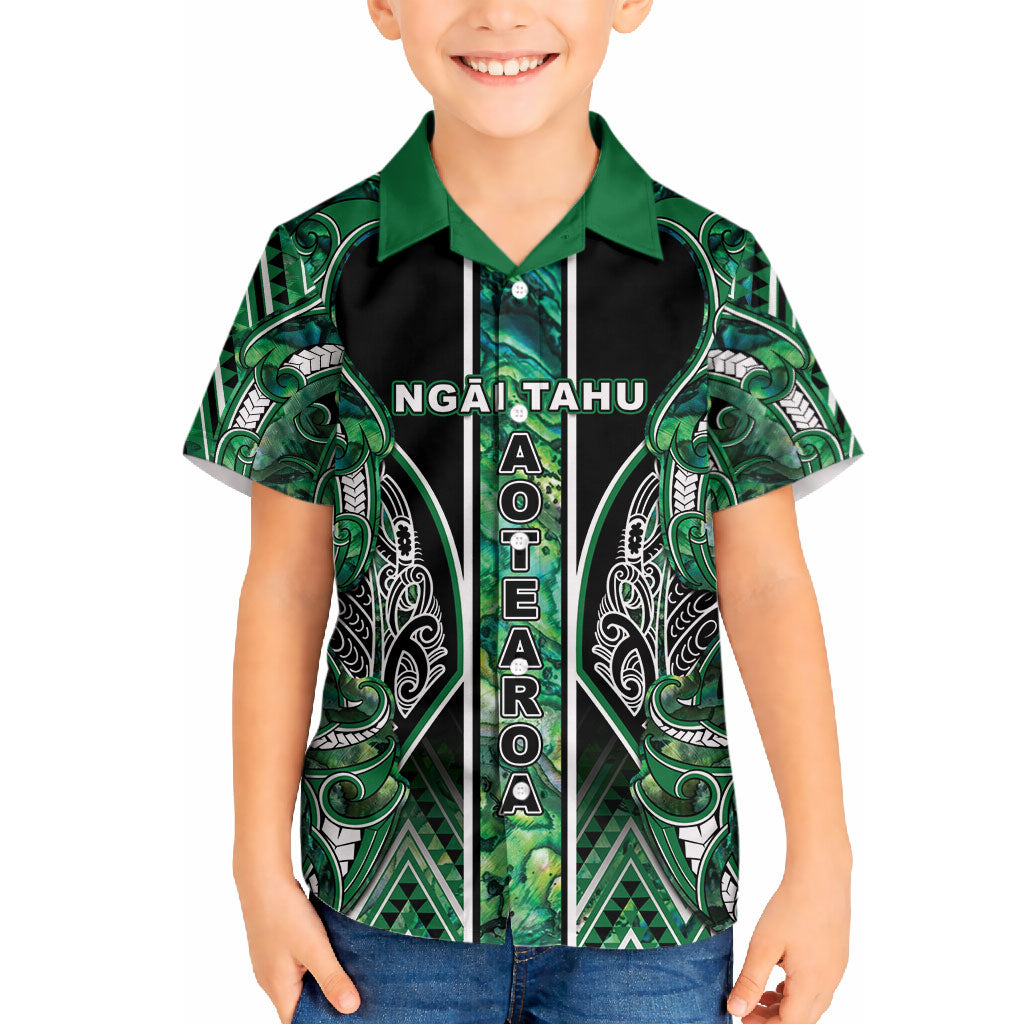 Aotearoa Ngai Tahu Hawaiian Shirt Maori Tribal Dark Green Paua Shell Pattern