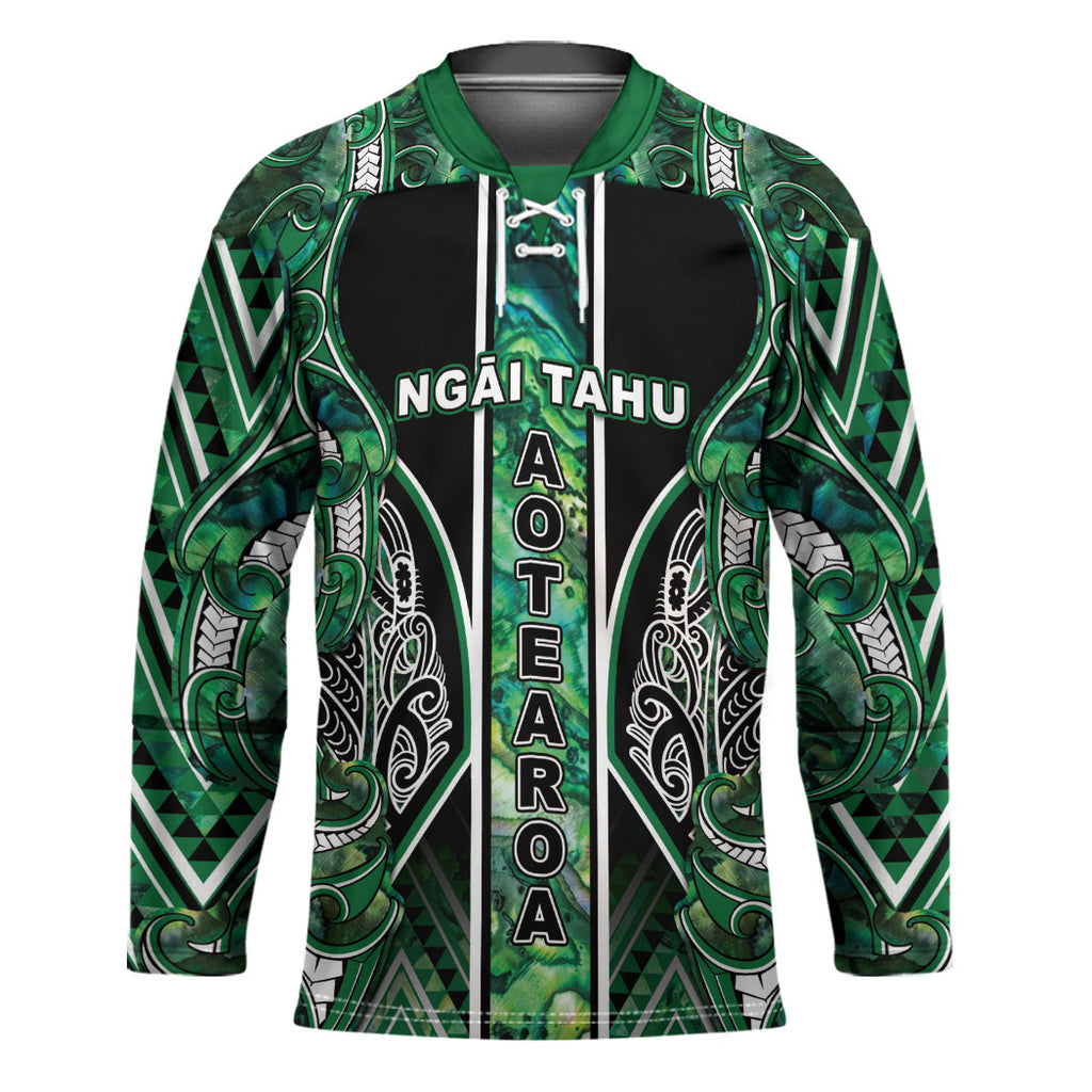 Aotearoa Ngai Tahu Hockey Jersey Maori Tribal Dark Green Paua Shell Pattern