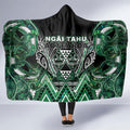Aotearoa Ngai Tahu Hooded Blanket Maori Tribal Dark Green Paua Shell Pattern